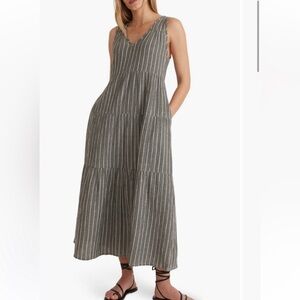 Marine Layer Corinne Maxi Dress in Black/White Stripe, Size S